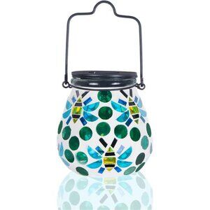 Mosaic Outdoor Lanterns - Glass Solar Hanging Lights Bee Hollow Out